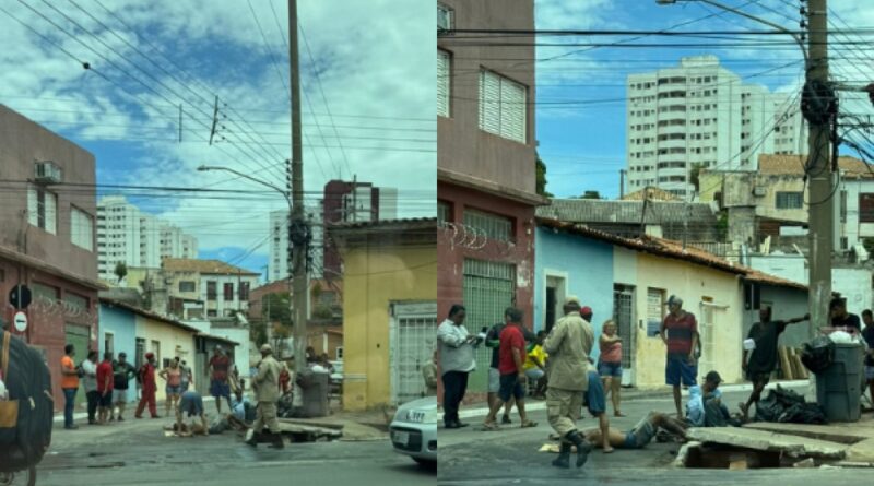 Acidente em Cuiabá: Tampa de bueiro cai e deixa dois homens feridos