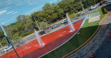 Protesto do MST Interrompe Tráfego e Mancha Piscina da Assembleia Legislativa com Tinta Vermelha