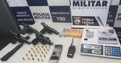 Força Tática prende faccionado com quatro armas de fogo, carregadores e munições em Cáceres