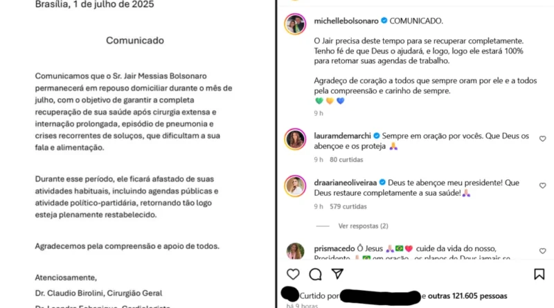 Bolsonaro é afastado das atividades por um mês e seguirá em repouso absoluto por orientação médica