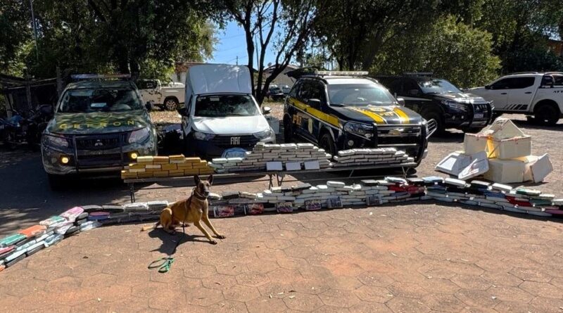Operação integrada do Gefron e PRF apreende 280 quilos de drogas com auxílio de cão farejador