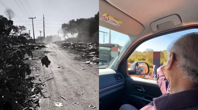 “Aqui não é lixeira!”: Deputado Júlio Campos repreende morador flagrado jogando lixo em terreno de Várzea Grande
