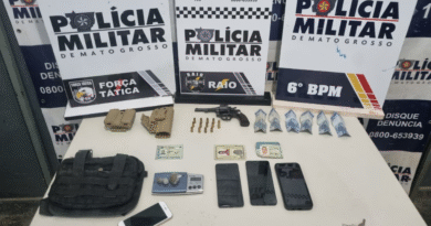 PM prende quadrilha suspeita por tentativa de homicídio, porte ilegal de arma de fogo e tráfico de drogas em Cáceres