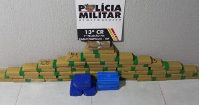 Polícia Militar apreende 46 tabletes de entorpecentes e prende faccionado por tráfico em Campinápolis