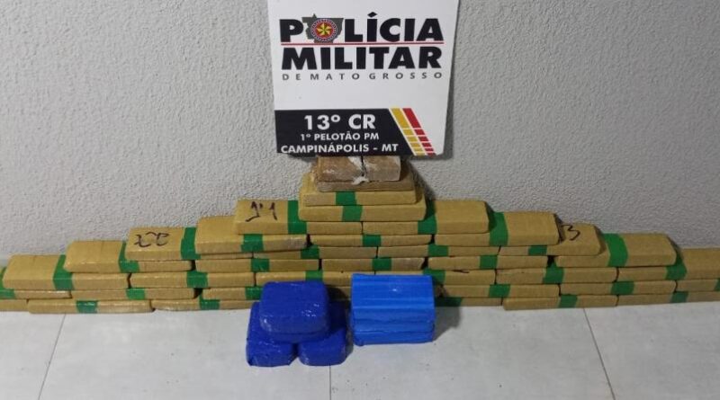 Polícia Militar apreende 46 tabletes de entorpecentes e prende faccionado por tráfico em Campinápolis