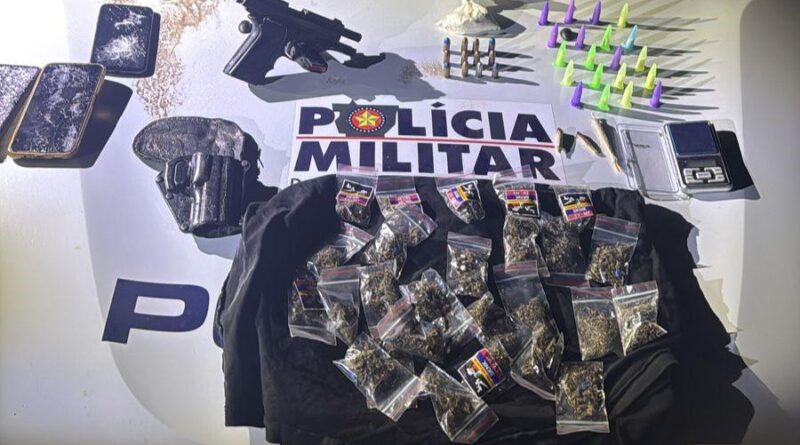 PM prende faccionado suspeito por duplo homicídio e apreende arma, drogas e munições