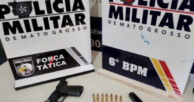 Polícia Militar conduz dois faccionados para delegacia e apreende arma de fogo em Cáceres