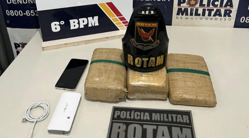Rotam prende homem faccionado com três tabletes de maconha em Cáceres Rotam prende homem faccionado com três tabletes de maconha em Cáceres