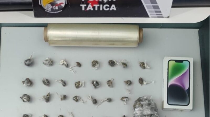 Força Tática prende homem por tráfico de drogas, apreende entorpecentes e munições